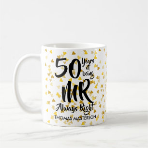 Mug M. Toujours Juste Fun 50e Anniversaire Cœurs Dorés