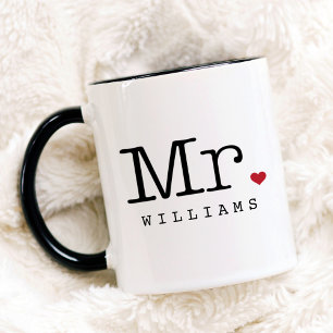 Mug M. Vintage Black Mariage personnalisé Monogramme