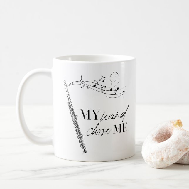 Mug Ma baguette M'a choisie Flûte Typographie noir & b (Avec donut)
