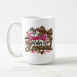 Mug Ma couleur préférée est rose léopard amoureuse du