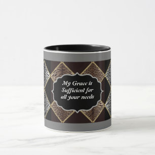 Mug Ma grâce est assez de boug de rebord gris Poster