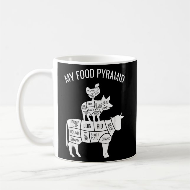 Mug Ma pyramide alimentaire Funny Carnivore Cow Cow Co (Gauche)
