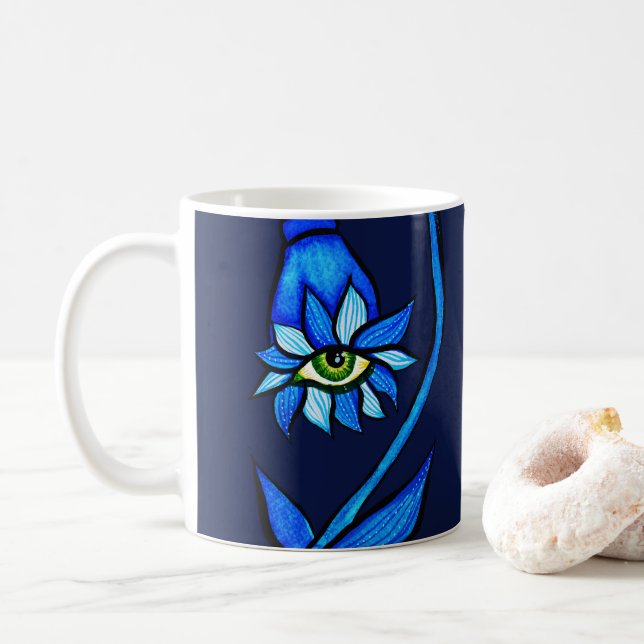 Mug Macabre Witchy Fleur oeil Déplaisant Éffrayant ble (Avec donut)