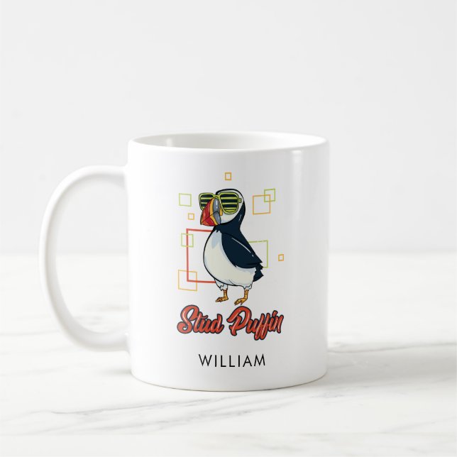 Mug Macareux Studieux Oiseau Marin Mignon Cadeau Perso (Gauche)
