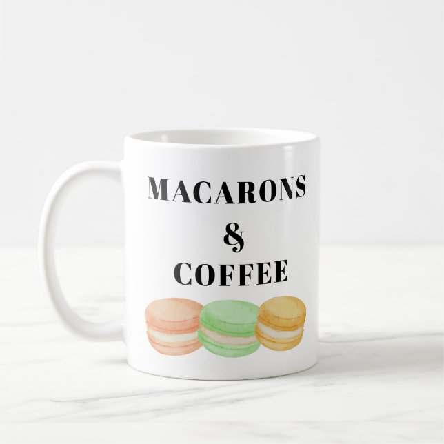 Mug Macarons et café disent (Gauche)
