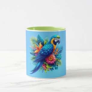 Mug Macaw tropicale bleue et colorée