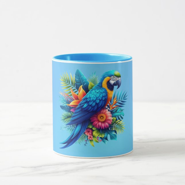 Mug Macaw tropicale bleue et colorée (Centre)