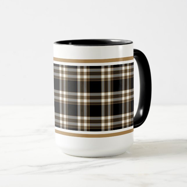 Mug MacGuinness Tartan noir et Brown irlandais Plaid (Devant droit)