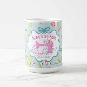 Mug Machine à coudre bleu pour les 50 ans de la coutur