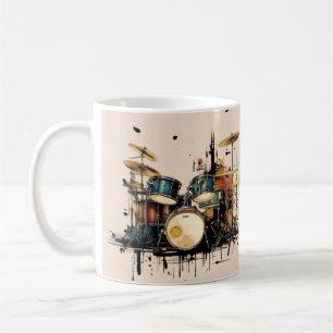 Mug Machine à tambour colorée. Instrument de musique
