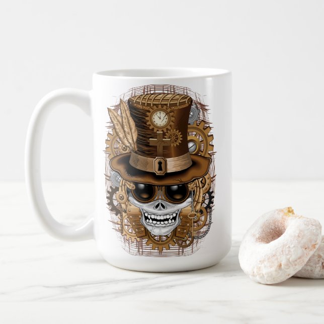 Mug Machine rétro Voodoo à vapeur crâne (Avec donut)