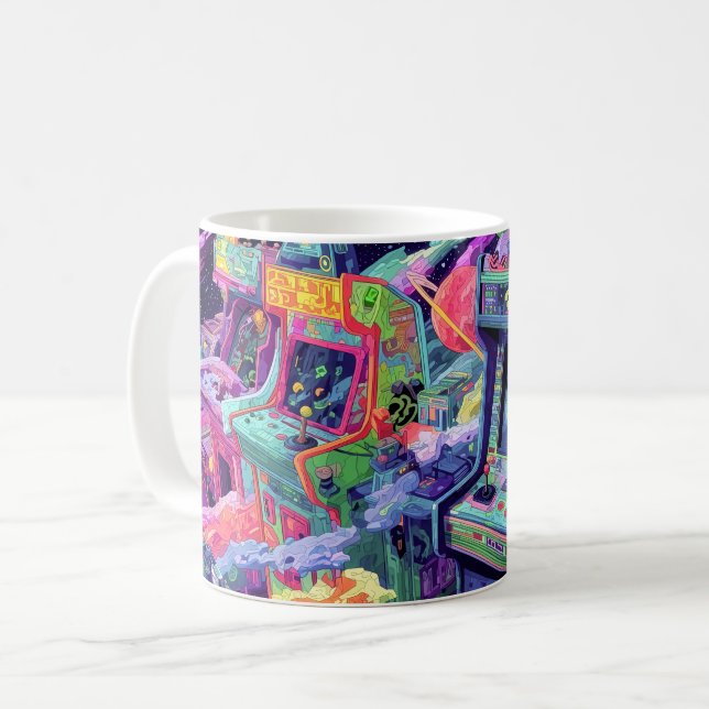 Mug Machines d'arcade rétro dans l'espace (Devant gauche)