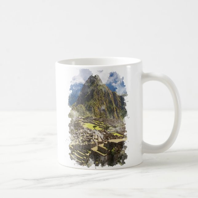 Mug Machu Picchu Pérou Aquarelle Art (Droite)