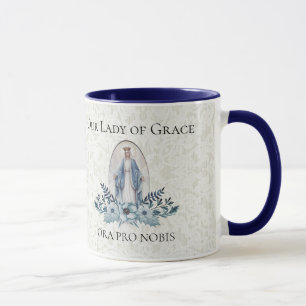 Mug Madame florale bleue de   de dentelle de Vierge
