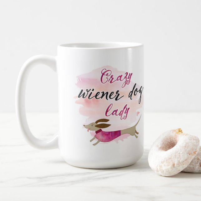Mug Madame folle de chien de saucisse (Avec donut)