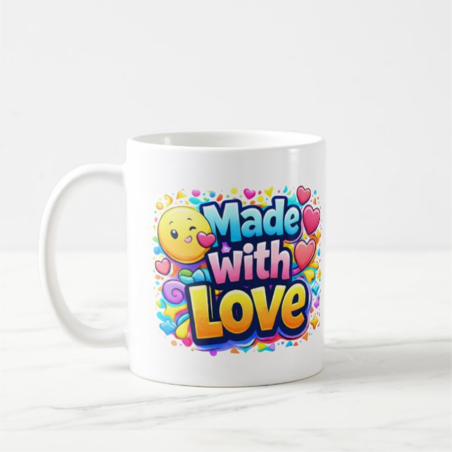 Mug Made with Love – Minimalist Heart Typography (Gauche)