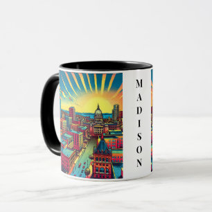 Mug Madison, Wisconsin Skyline au coucher du soleil