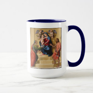 Mug Madonna et enfant couronnés avec des saints Mary