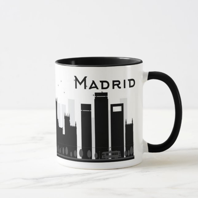 Mug Madrid, Espagne horizon noir et blanc de | de (Droite)