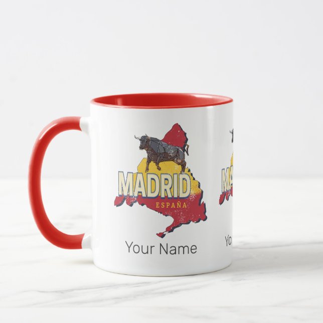 Mug Madrid Espagne Rétro Carte Région Vintage Bull (Gauche)