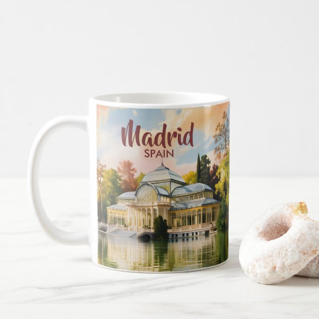 Mug Madrid Spain Palacio de Cristal Watercolor Travel (Avec donut)