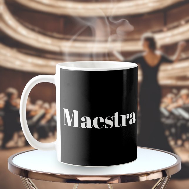 Mug Maestra Chef D'Orchestre Pianiste Musicienne Thème (A novelty mug with 'Maestra' caption, for the female conductor, composer, music teacher or performer)