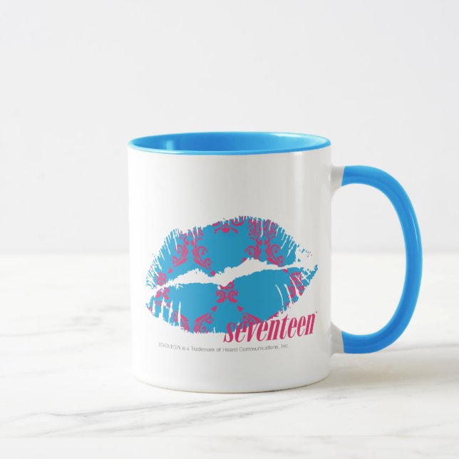 Mug Magenta-Aqua de damassé (Droite)