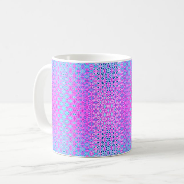 Mug Magenta, bleu ciel et géométrique marine (Devant gauche)