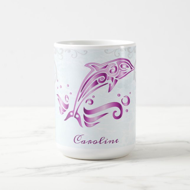Mug Magenta Dolphin Boug de café personnalisé (Centre)