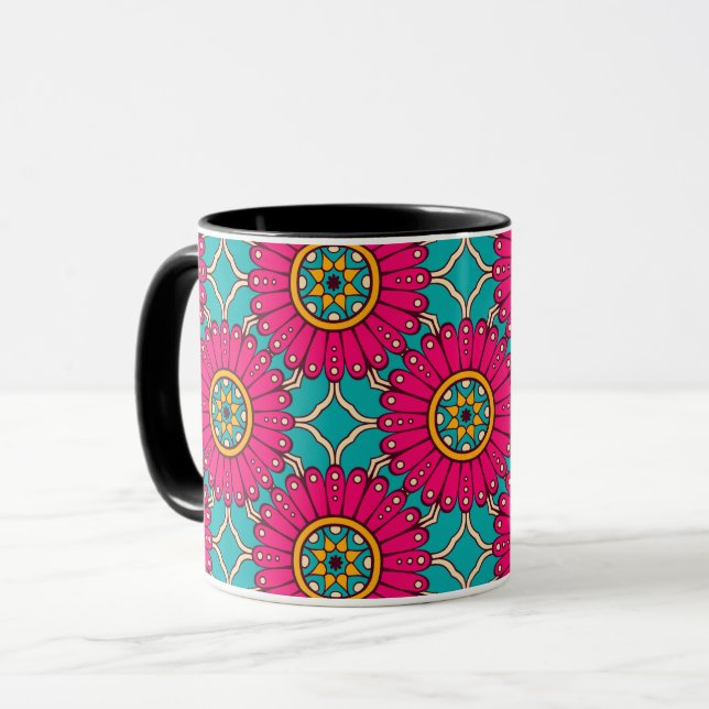 Mug Magenta et Turquoise d'Ankara en Afrique (Devant gauche)