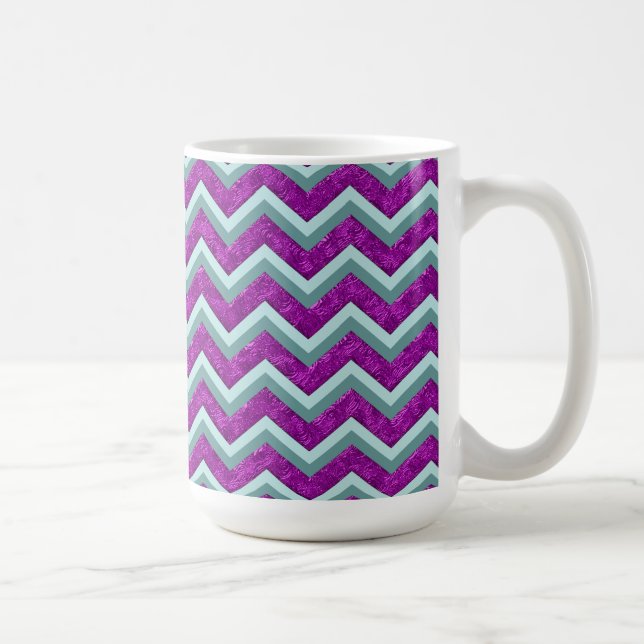 Mug Magenta Foil et Turquoise ZigZag Motif (Droite)
