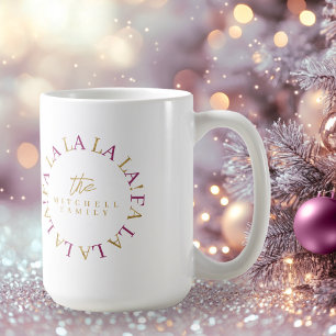 Mug Magenta Gold Christmas Fa La La ID1009