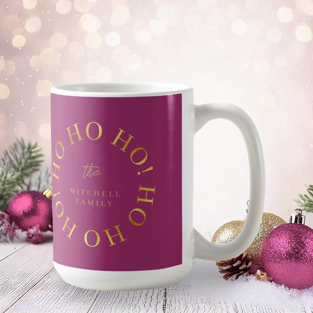 Mug Magenta Gold Christmas Ho Ho Ho ID1009 (Créateur téléchargé)