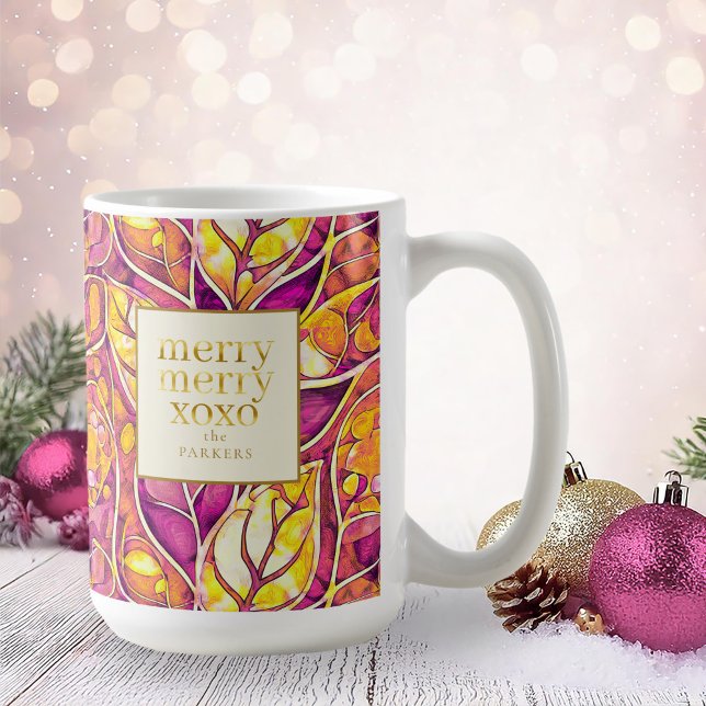 Mug Magenta Gold Noël Joyeux Motif#21 ID1009 (Créateur téléchargé)