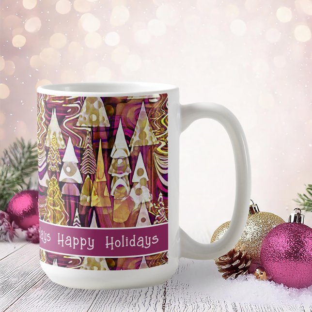 Mug Magenta Gold Noël Joyeux Motif#25 ID1009 (Créateur téléchargé)