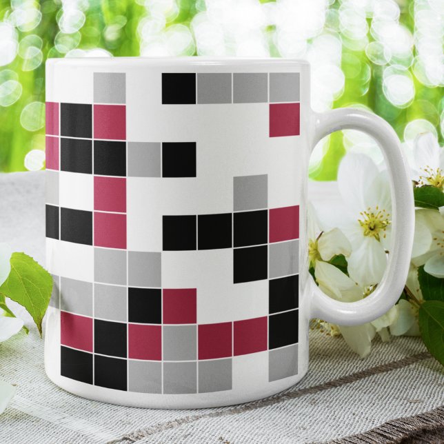 Mug Magenta Moderne Géométrique Noir et Gris (Créateur téléchargé)