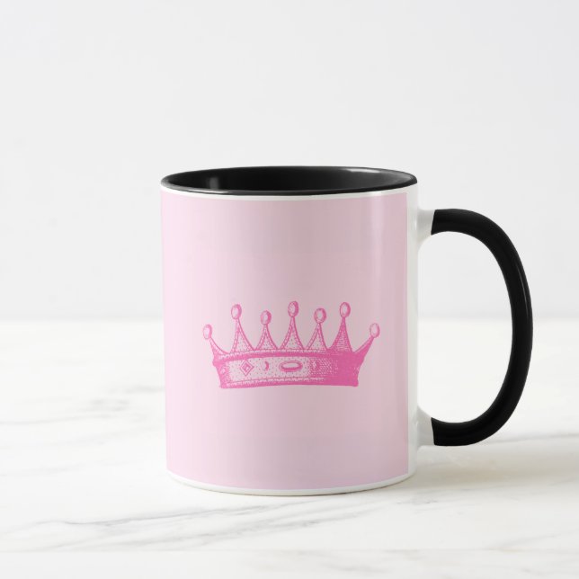 Mug Magenta Princess Crown sur Arrière - plan rose (Droite)