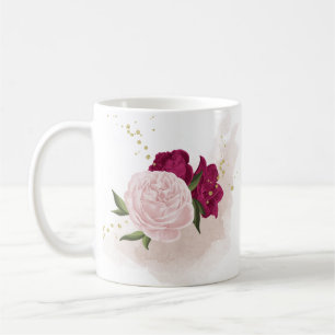 Mug magenta rose flore verdure 