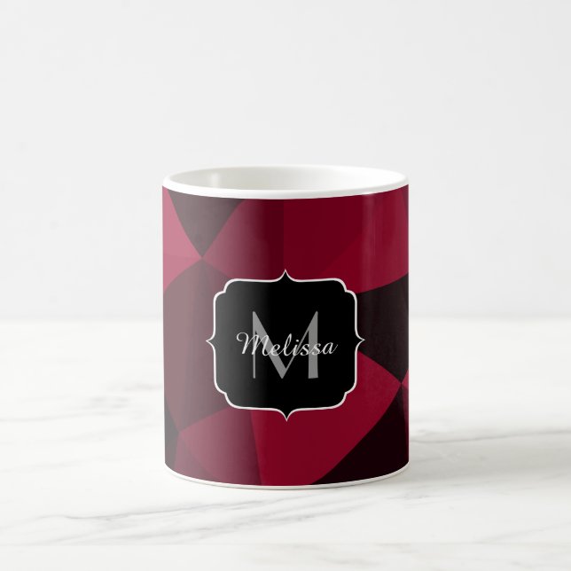 Mug Magenta rose rouge noir géométrie motif Monogramme (Centre)