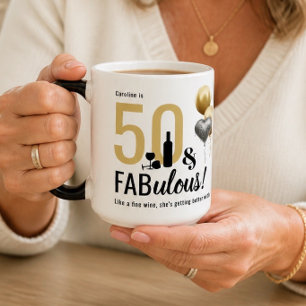Mug Magic 50 ans & Fabuleux Anniversaire Moderne Noir & Or