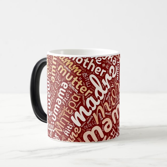 Mug Magic 60 mots pour 'Mère' dans différentes langues (Devant gauche)