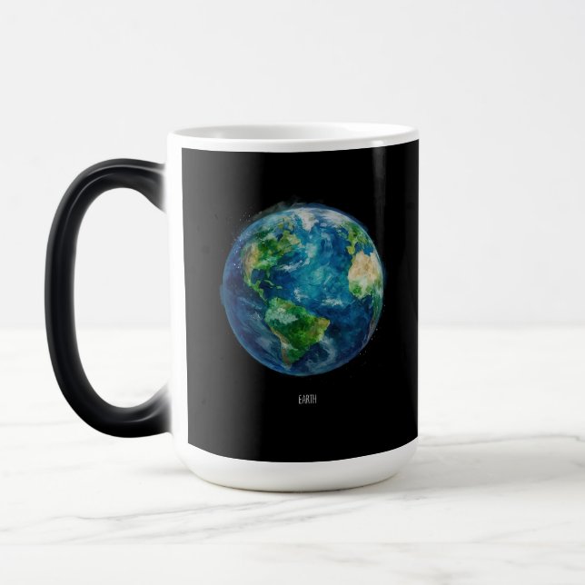 Mug Magic A painting of the earth in a space (Gauche)