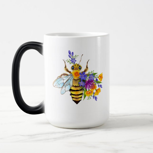 Mug Magic Abeille à fleurs avec plantes sauvages (Gauche)