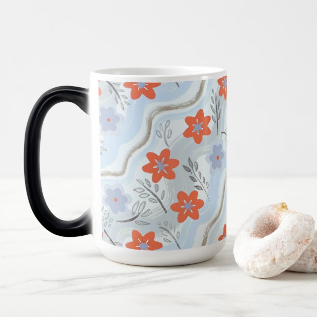 Mug Magic Abstract Floral Retro Swirls (Avec donut)