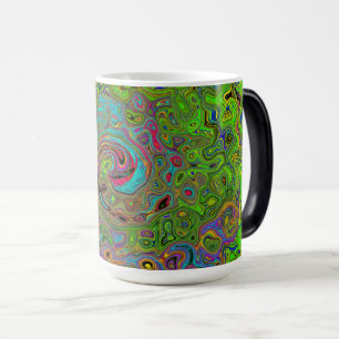 Mug Magic Abstrait Rétro Vert Citron et Tourbillon Bleu Groo