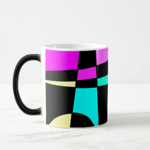 Mug Magic Abstrait Surf Turquoise Hot rose jaune noir