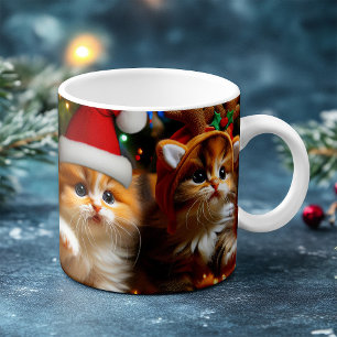 Mug Magic Adorables chatons avec le Père Noël et chapeaux de