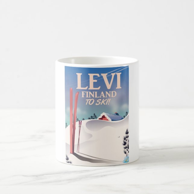 Mug Magic Affiche de voyage à ski à Levi, Finlande (Centre)