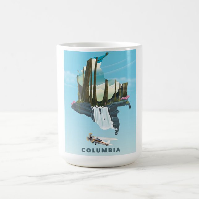 Mug Magic Affiche de voyage carte illustrée de Colombie. (Centre)