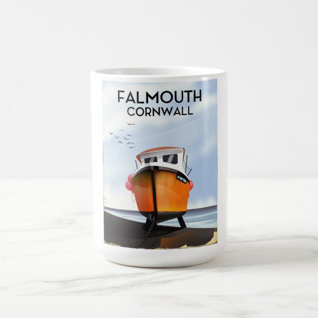 Mug Magic Affiche de voyage de bateau de pêche Falmouth Corn (Centre)